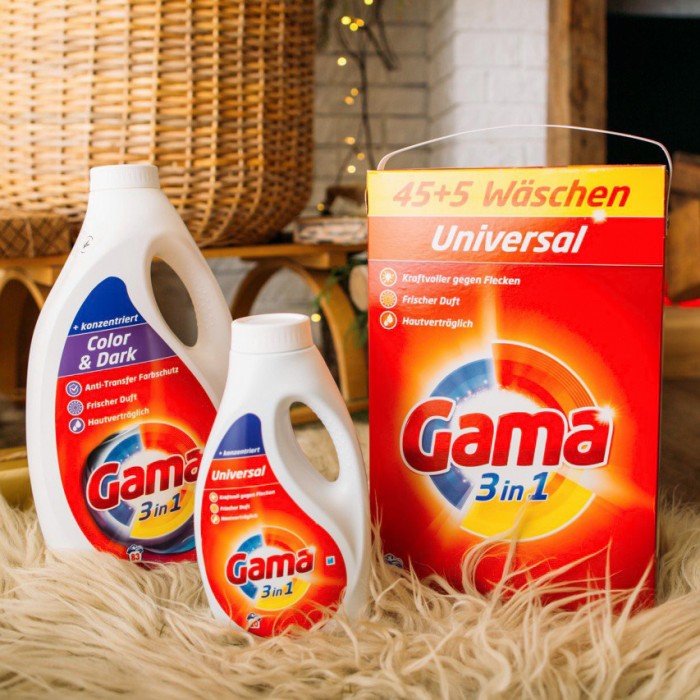 Гель для стирки Gama Color & Dark для цветного и темного белья, 3.735 л (83 стирки) - 